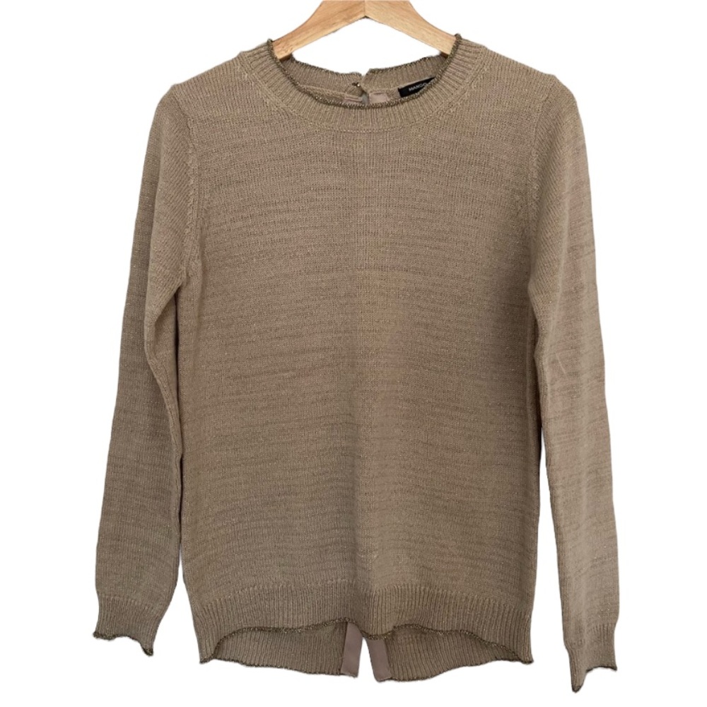 Mango Metallic Button Back Knit Sweater